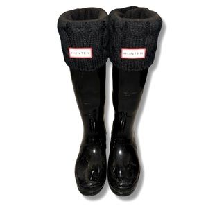 Authentic Hunter Original Talk Boots in Black with Fleece Socks